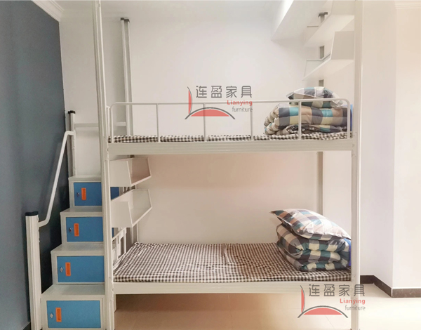 东莞员工宿舍铁架床梯柜设计，欧博体育APP
床和收纳共用